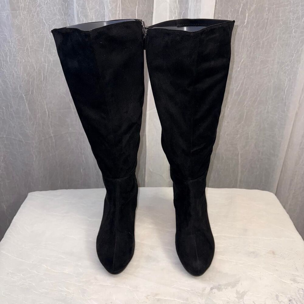 Lane Bryant Size 10W Black Knee-High Heeled Boots 10 Wide Width
